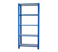 Simonrack - Scaffale metallico a 5 ripiani, 2100 x 900 x 300 mm, kit OFFICLICK, WOOD I.M. - Blu - Bianco