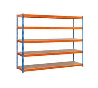 Simonrack - Scaffale metallico a 5 ripiani, 2500 x 1500 x 600 mm, kit semplice, colore: blu, arancione, legno