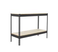 SimonRack Scaffale Metallo Garage, 2 Ripiani Legno, 600 kg di Punto Flessione, 900x1500x450 mm, Scaffale Garage Officina, Antracite/Legno - SimonTaller