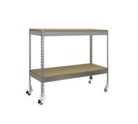 SimonRack Scaffale Metallo Garage, 2 Ripiani Legno, 75 kg di Punto Flessione, 975x1200x450 mm, Scaffale Garage Officina, Zincato/Legno - SimonTaller