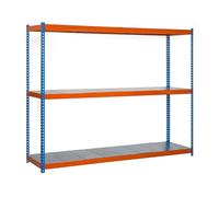 SimonRack Scaffale Metallo Garage, 3 Ripiani, 600 kg di Punto Flessione, 2000x2100x600 mm, Scaffale Garage Officina, Blu/Arancione/Zincato - SimonTaller