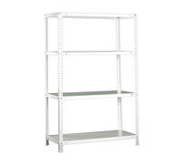 SimonRack Scaffale Metallo Garage, 4 Ripiani, 100 kg di Punto di Flessione, 1500x1000x400 mm, Con Viti, Scaffale Garage, Bianco - Comfort