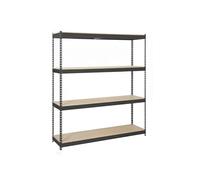 SimonRack Scaffale Metallo Garage, 4 Ripiani Legno, 400 kg di Punto Flessione, 2000x1800x600 mm, Scaffale Garage Officina, Antracite/Legno - SimonTaller