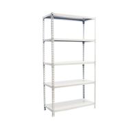 Simonrack Scaffale Metallo Garage, 5 Ripiani, 180 kg di Punto di Flessione, 1800x900x300 mm, Scaffale Garage, Senza Viti, Bianco - Simonclick