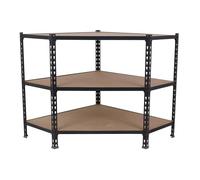 SimonRack Scaffale Metallo Garage Angolo, 3 Ripiani Legno, 200 kg di Punto di Flessione, 900x900x300 mm, Scaffale Garage, Senza Viti, Antracite/Legno - Maderclick Corner