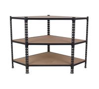 SimonRack Scaffale Metallo Garage Angolo, 3 Ripiani Legno, 200 kg di Punto di Flessione, 900x900x500 mm, Scaffale Garage, Senza Viti, Antracite/Legno - Maderclick Corner