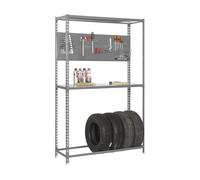 SimonRack - Scaffale per pneumatici, supporto pneumatico, con pannello utensile con accessori, 2000 x 1200 x 400 mm, scaffale per 6 pneumatici, colore: grigio - Simonauto