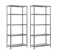 SimonRack Scaffali metallici, 2 pezzi, 70 kg di punto flessione, 1800 x 900 x 400 mm, 5 ripiani regolabili, scaffalatura ripostiglio, zincata