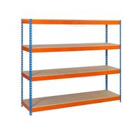 Simonrack simonforte 1504 - 4 PLYWOOD Kit di scaffale blu/arancione/legno