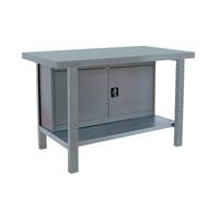 SimonRack Tavolo da lavoro officina, banco di lavoro, extra forte, 1 armadio, capacità carico 700 kg, misure 830 x 1800 x 730 mm, grigio