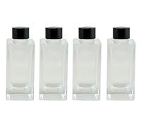 Simoutal Set di 4 Bottiglie per Diffusori Reed in Vetro Rettangolari, Contenitore per Olio Profumato Vuoto (150 ml, Tappo Nero)