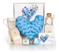 Simpathy Gift Baskets, Condolences Memorial Gifts for Bereavement Grief - Sorry for Your Loss Thinking of You Box, Grieving Care Package for Women Men Friends, in Memory of Loved One(Blue Pillow)