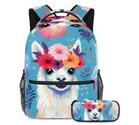 Simpatica alpaca per migliorare la tua esperienza scolastica, prendi questo zaino con astuccio per ragazzi, ragazze, adolescenti, Multicolore#06, B:29.4x20x40cm P:19x7.5x3.8cm, Zaini Daypack