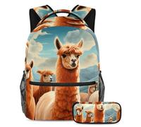 Simpatica alpaca per migliorare la tua esperienza scolastica, prendi questo zaino con astuccio per ragazzi, ragazze, adolescenti, Multicolore#03, B:29.4x20x40cm P:19x7.5x3.8cm, Zaini Daypack