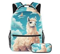 Simpatica alpaca per migliorare la tua esperienza scolastica, prendi questo zaino con astuccio per ragazzi, ragazze, adolescenti, Multicolore#07, B:29.4x20x40cm P:19x7.5x3.8cm, Zaini Daypack