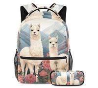 Simpatica alpaca per migliorare la tua esperienza scolastica, prendi questo zaino con astuccio per ragazzi, ragazze, adolescenti, Multicolore#04, B:29.4x20x40cm P:19x7.5x3.8cm, Zaini Daypack