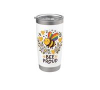 Simpatica ape Proud Rainbow Wings Pride Bicchiere termico in acciaio inox doppia parete
