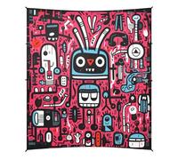 Simpatica Aragosta Rosa Doodle Tenda da Spiaggia Facile da Montare,Parasole per Campeggio con Sacchi di Sabbia,Palette e Picchetti Ideale per Picnic