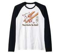 Simpatica Bacchetta Kawaii Baby Cow Too Cute to Eat Meme Maglia con Maniche Raglan