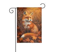 Simpatica bandiera arancione da giardino con volpe 30 x 45 cm verticale su entrambi i lati per case coloniche vacanze esterne decorazioni bandiera