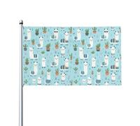 Simpatica bandiera con alpaca e cactus in vaso, decorazione per la casa, decorazione per il cortile, bandiere esterne dai colori vivaci