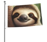 Simpatica bandiera con bradipo da 0,8 x 9,6 m, stampa su entrambi i lati, bandiere da giardino per esterni, bandiere per vacanze, banner regalo con occhielli sfondo fotografico per interni ed esterni