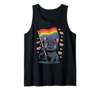 Simpatica bandiera con gatto nero - LGBTQ divertente design kawaii Canotta