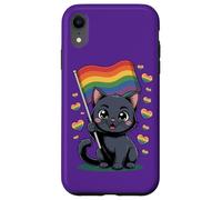 Simpatica bandiera con gatto nero - LGBTQ divertente design kawaii Custodia per iPhone XR