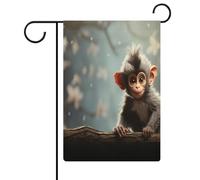 Simpatica bandiera da giardino con scimmia, cartello di benvenuto, striscione su entrambi i lati, piccole bandiere personalizzate per piscina, cortile, decorazione da parete per la casa, 32 x 47 cm