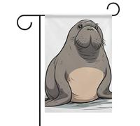 Simpatica bandiera da giardino estiva a forma di tricheco, bifacciale, 30x45 cm, per esterni, con decorazione primaverile e solare, per dare il benvenuto alle festività.