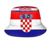 Simpatica Bandiera della Croazia-e00000003 Cappelli a Secchiello con Bandiera Carina, Cappelli da Sole patriottici Pieghevoli alla Moda per L'Estate, per Viaggi all'aperto, Cappelli da Pescatore PE