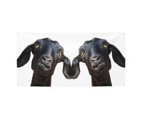 Simpatica bandiera nera con stampa di animali di capra, striscione colorato ideale per giardino, bar e riunioni di amici