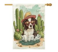 Simpatica bandiera per casa del cane Border Collie, 71 x 101 cm, per esterni, divertente cactus deserto, bandiera verticale standard per la casa, decorazione per esterni