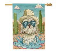 Simpatica bandiera per la casa del cane Shih Tzu, 71 x 101 cm per esterni, divertente cactus deserto, bandiera verticale standard per la casa, decorazione per esterni