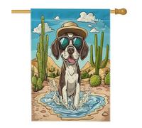 Simpatica bandiera tedesca a pelo corto per la casa, 71 x 101 cm, per esterni, divertente cactus deserto, bandiera verticale standard per la casa, decorazione per esterni con cane