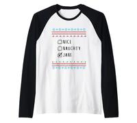 Simpatica Birichina Natale Jane Maglione Brutto Maglia con Maniche Raglan