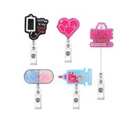 Simpatica Bobina per Badge da Infermiera Porta Badge Retrattile con Clip - 5 Pezzi di Bobina per Badge In Acrilico con Clip A Coccodrillo