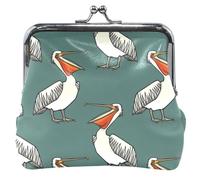 Simpatica borsa a portafoglio in pelle con fibbia in pelle da donna, colore verde pelican, carino pelican green, UNITALLA carino pelican green, UNITALLA Classic, Carino Pelican Green, Taglia unica