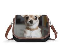 Simpatica borsa a tracolla da donna con chihuahua, in pelle, tracolla regolabile, rimovibile, borse a mani libere