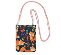 Simpatica borsa a tracolla da donna, con stampa di volpe e fiori, mini borse per telefono, grazioso portafoglio per telefono, regalo per escursioni e viaggi, rosa, Taglia unica