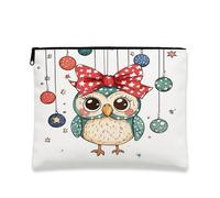 Simpatica borsa cosmetica a forma di gufo, adorabile astuccio per trucco in stile cartone animato da donna, piccola borsa portatile con cerniera, organizer per la cura della pelle regalo da viaggio