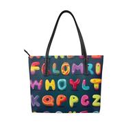 Simpatica borsa da donna in pelle vegana con numeri e lettere, con manico superiore, grande borsa a tracolla per tutti i giorni, lavoro e viaggi