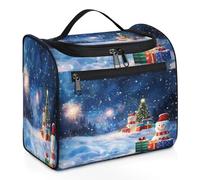 Simpatica borsa da toilette da viaggio con scritta Merry Christmas per donne, uomini, bambini, ragazze, ragazzi, 11,2 l, grande trousse per cosmetici da appendere, borsa da bagno organizer per