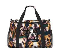 Simpatica borsa da trasporto a mano con stampa di bulldog inglese di grande capacità, da donna, pieghevole, per viaggi in aereo