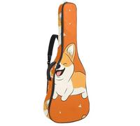Simpatica borsa per chitarra acustica con cane Corgi, con 2 tasche, tracolla regolabile e gancio posteriore, adatta per chitarre elettriche, bassi e chitarre classiche, Simpatico cane Corgi