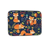 Simpatica borsa per computer da 13 pollici, con motivo di volpe e fiori, borsa portatile per computer, adatta per viaggi di lavoro e pendolarismo