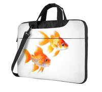 Simpatica borsa per computer portatile con stampa di pesci rossi, tracolla imbottita, semplifica il tuo quotidiano, ideale per viaggi di lavoro, nero, 14 inch