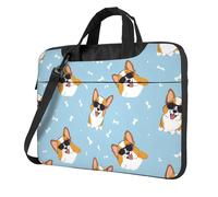 Simpatica borsa per computer portatile Corgi da 15,6 pollici, custodia con tracolla per occhiali da sole, portatile, antiurto, custodia protettiva per computer portatile per donne e uomini