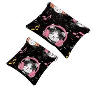 Simpatica borsa per cosmetici con testa di gatto con occhiali e fiocco, impermeabile, senza cerniera, chiusura automatica, mini custodia portatile da viaggio per cuffie e gioielli, Multicolore 05,