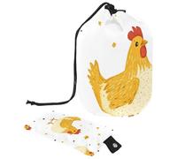 Simpatica borsa per cosmetici da viaggio con pollo, colore giallo, borsa per il trucco da donna, borsa da viaggio pieghevole con coulisse, borsa da toeletta portatile, Carino Divertente Pollo Giallo,